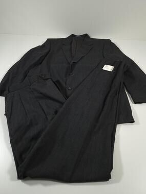 VTG Torelli Suit Mens 48 Long Gray Wool Stripe 2 Piece 44x36 Dominican Republic